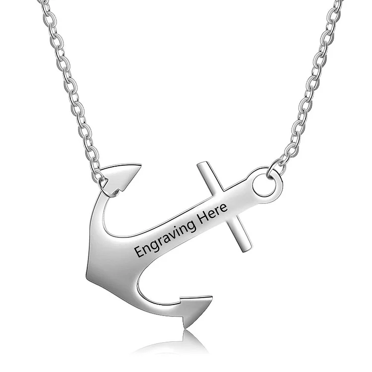 Personalized Anchor Pendant Necklace Engraved Necklace for Men Women