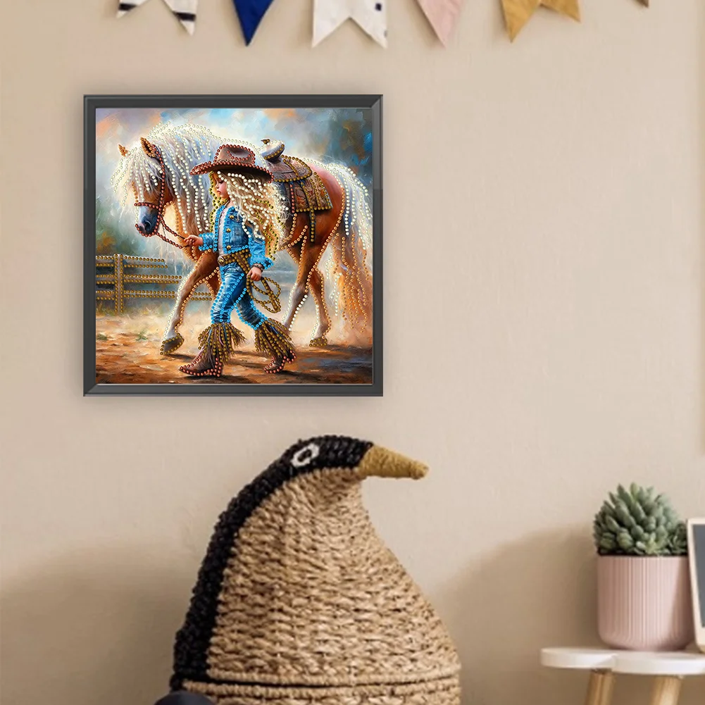 Diamond Painting - Partial Special Shaped Drill - Cowboy Girl(Canvas|30*30cm)