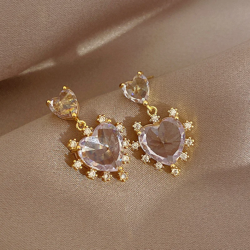 Heart Crystal Zirconia Earrings