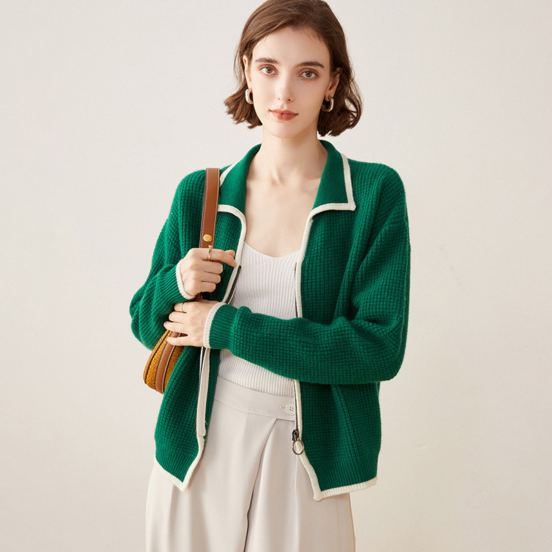 Women's Zipped Cashmere Cardigan REAL SILK LIFE