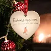 Ornement suspendu en forme de coeur en c&eacute;ramique de No&euml;l