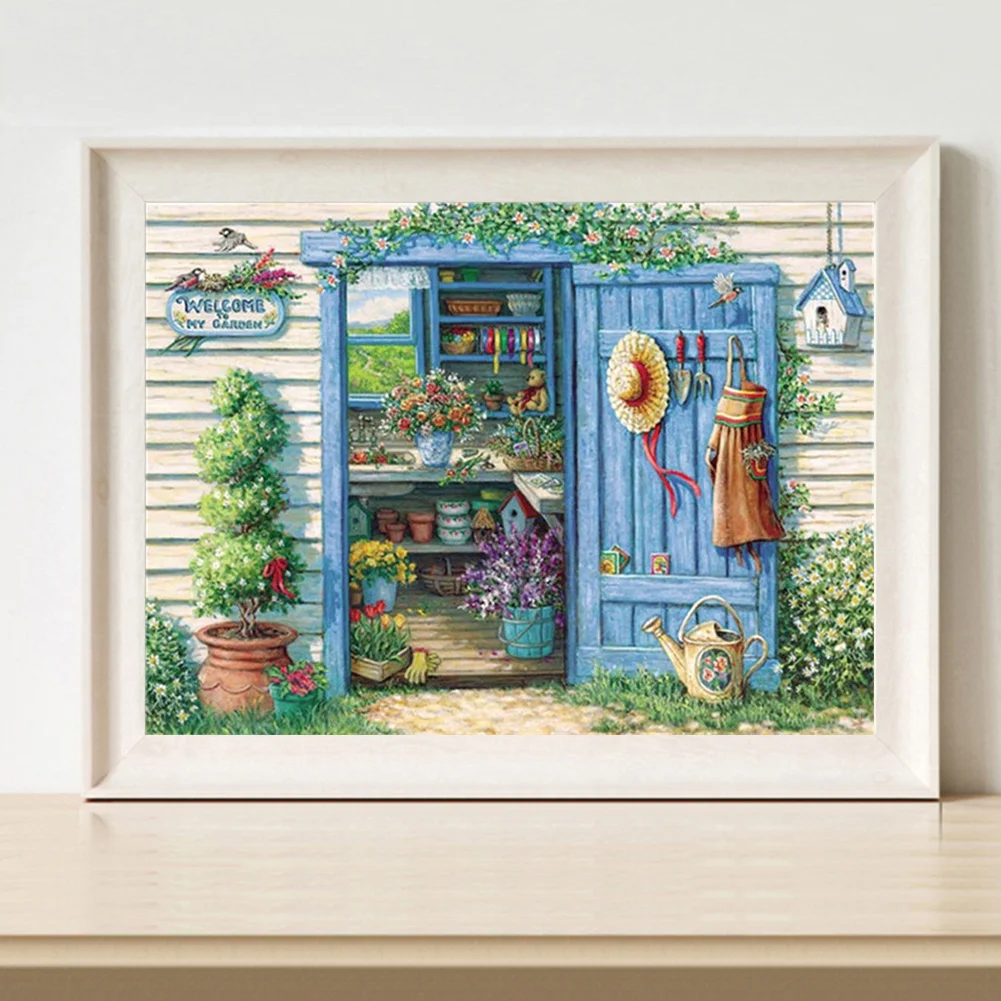 14CT Full Stamped Cross Stitch - Flower House(Canvas|40*50CM)