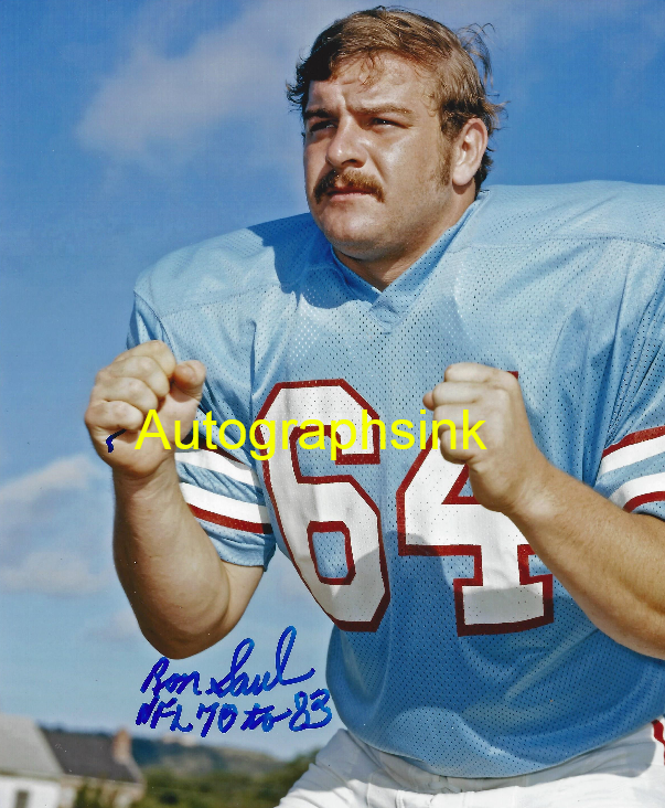 Ron Saul autographed 8x10 Houston Oilers #1Topps Vault Deceased