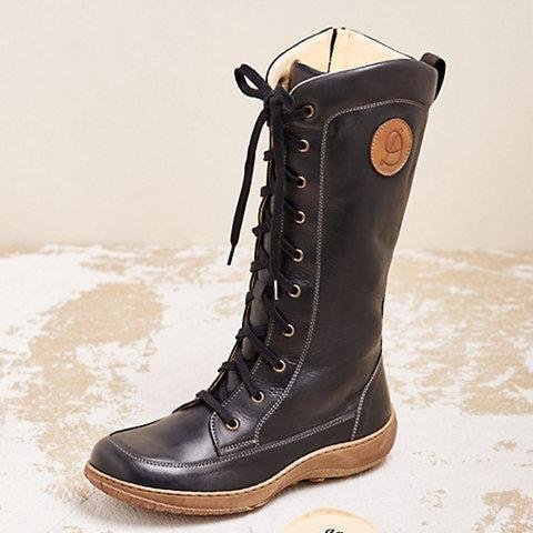 Women's casual lace-up zipper boots -boots