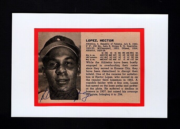 1958 HECTOR LOPEZ-KANSAS CITY A'S VINTAGE AUTOGRAPHED Photo Poster painting- W/BIO