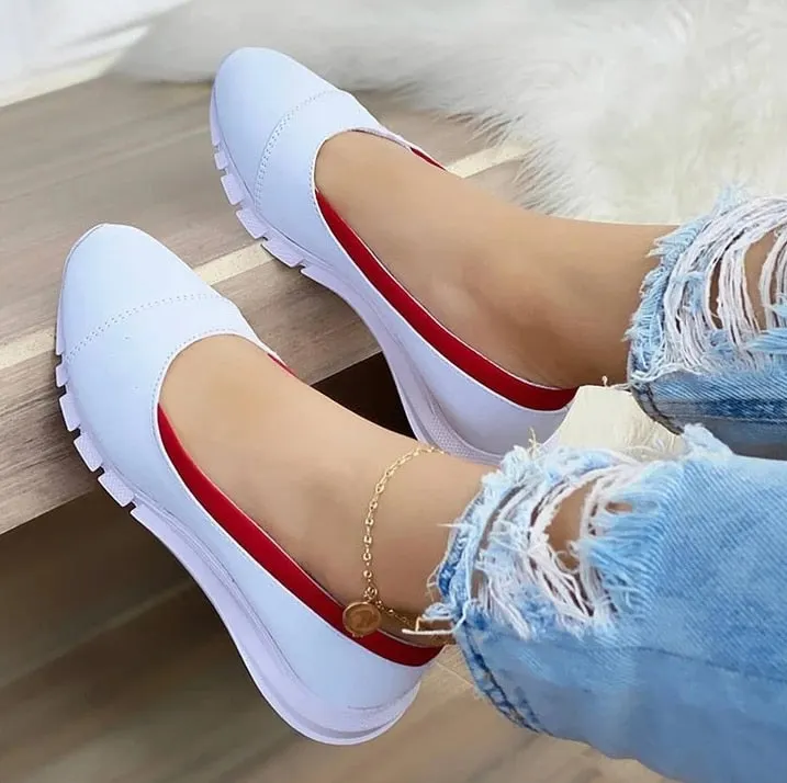 Ladies Handmade Solid Color Women Shoes Classic Casual Flat Heel Shoes Comfortable Non-slip Fashion Zapatos De Mujer Sneakers 530-1