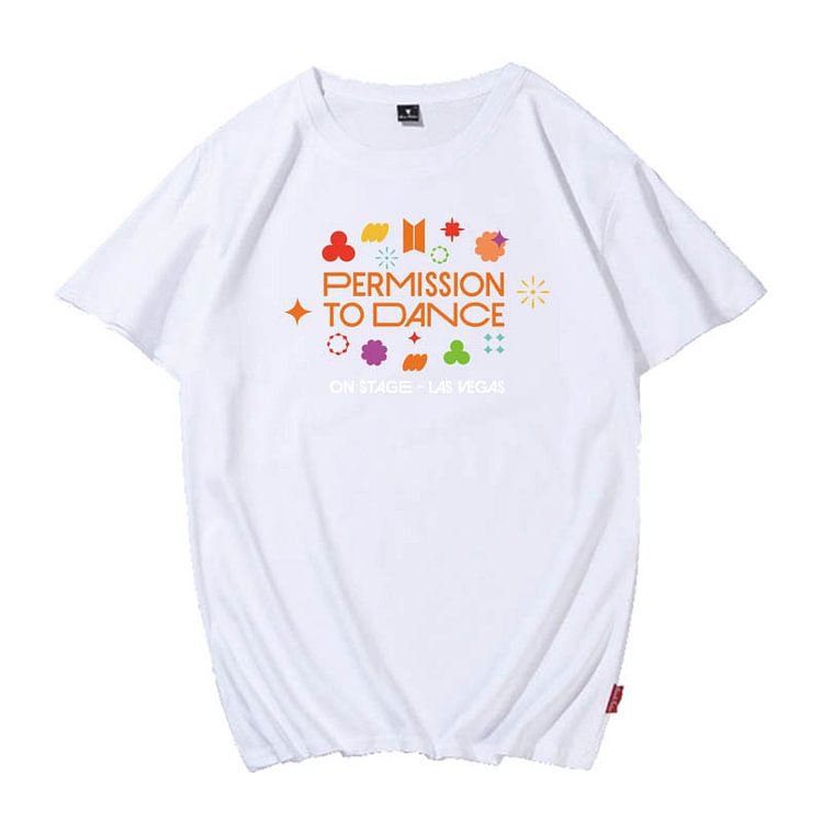 Permission To Dance Logo Casual Candy Color T-shirt
