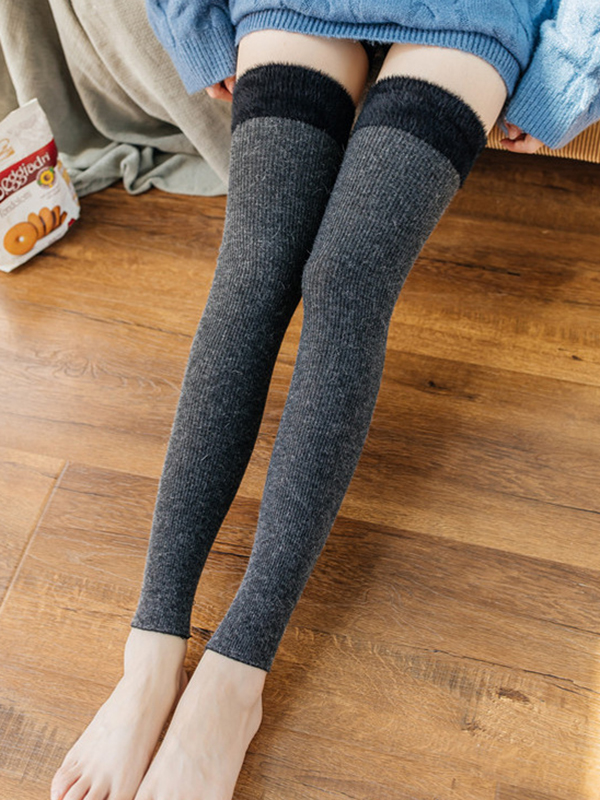 Warm Contrast Color SplitJoint Leg Warmers Accessories