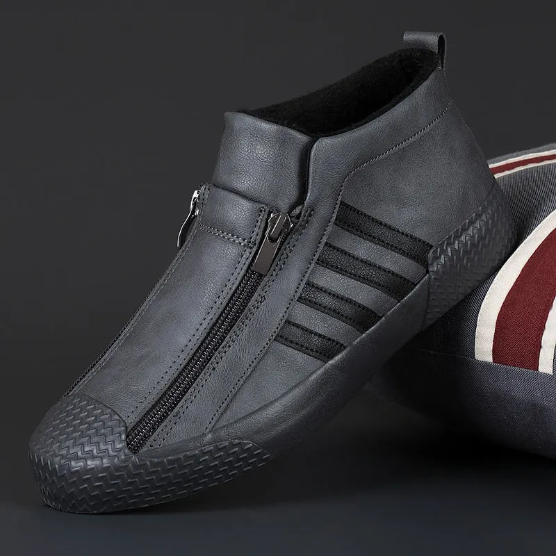 Fashion Casual Men Plush Shoes Outdoor Non-slip Wear-resisting Male Sneaker Winter High-top Warm Lined Footwear All-match Trend