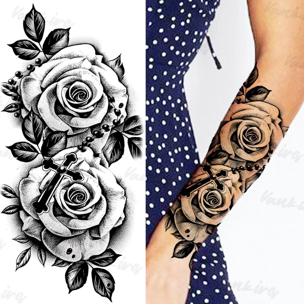 Sdrawing Peony Temporary Tattoos For Women Girls Realistic Anchor Butterfly Flower Fake Tattoo Sticker Sexy Body Arm Tatoos DIY