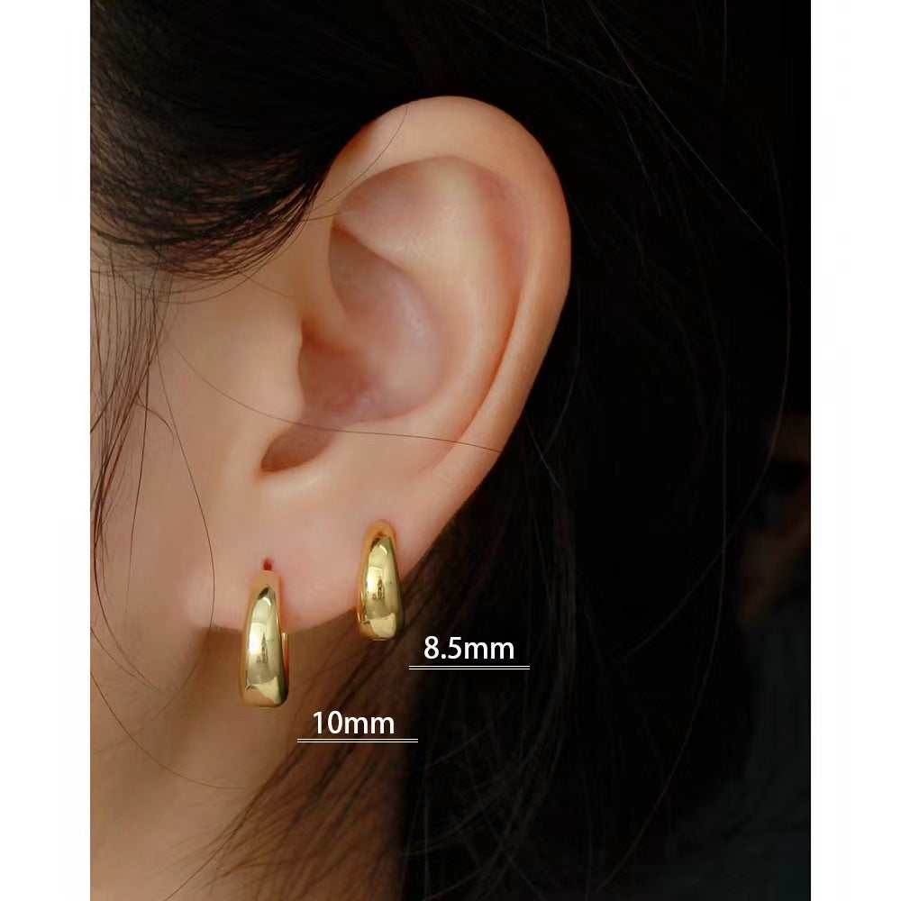 925 Sterling Silver Round Geometric Silver Polishing Stud Earrings