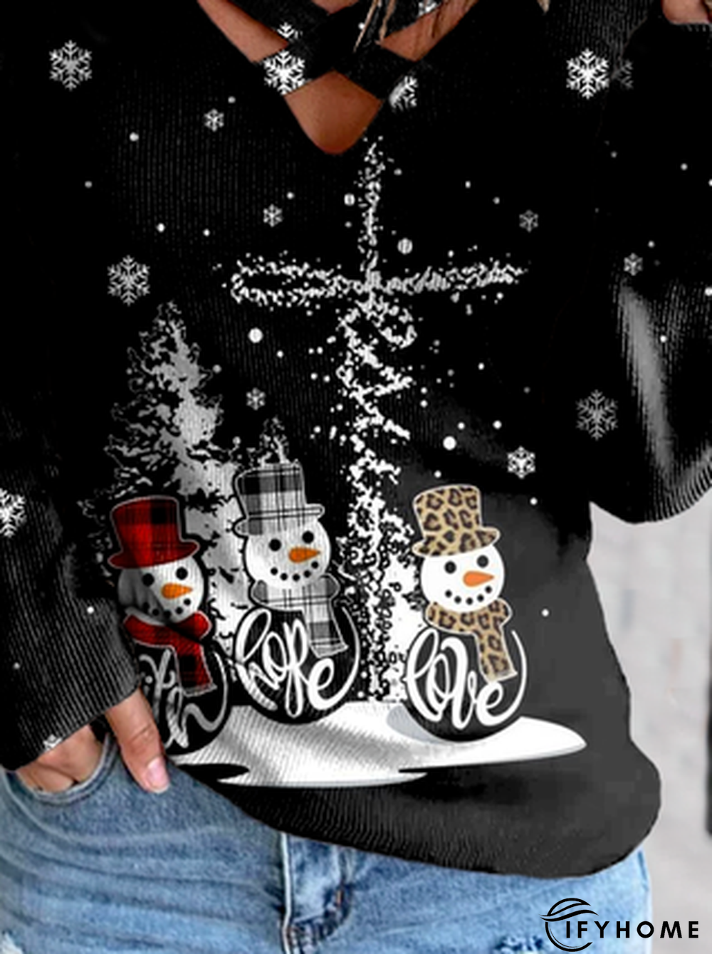 Christmas Casual V Neck T-Shirt | IFYHOME