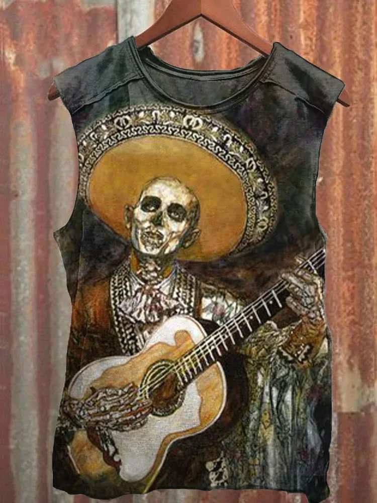 Halloween Hip Hop Skull Print Unisex Vest