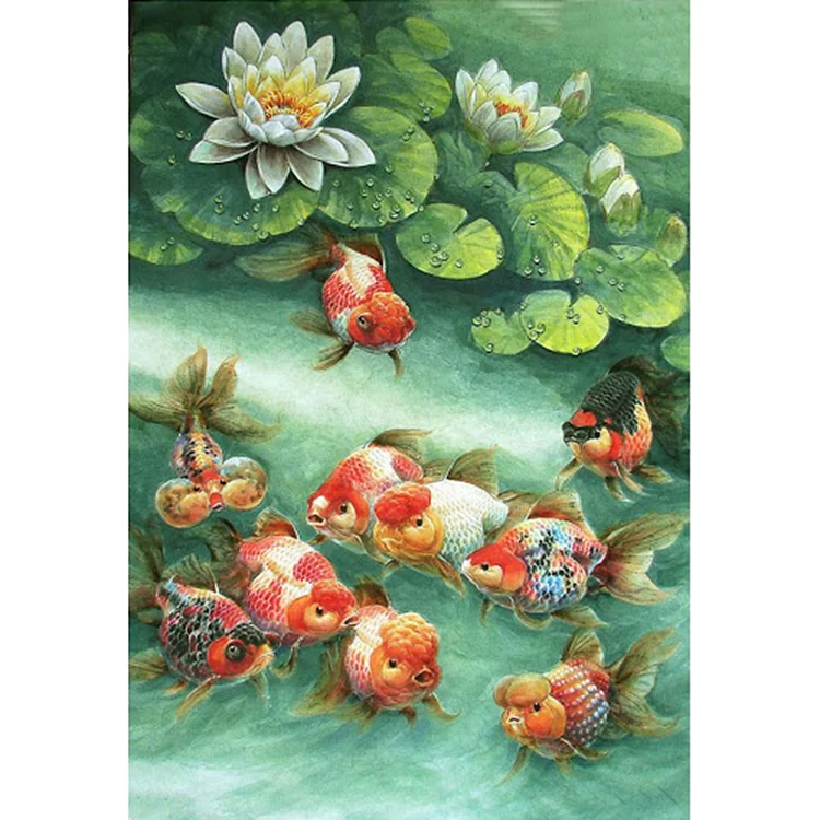 Goldfish Cross Stitch Kits Thread 11CT Stamped DIY Canvas Full Embroidery 65*45CM