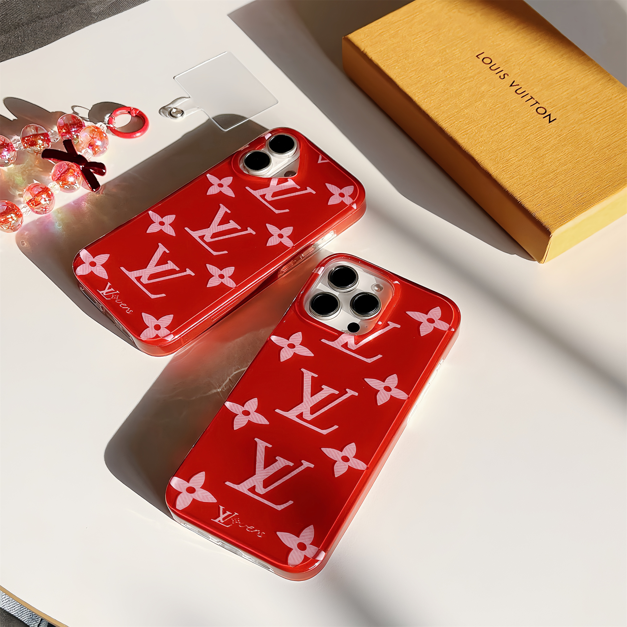 Red Louis Vuitton Monogram Elegant Bracelet Pendant Apple iPhone Cases