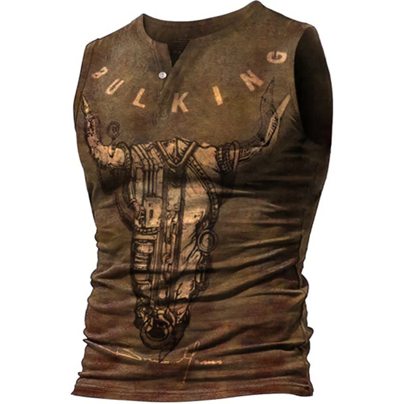 Men's Retro Print Sleeveless Vest / [viawink] /