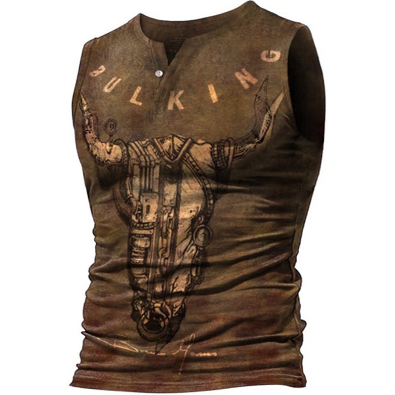 Men's Retro Print Sleeveless Vest / [viawink] /