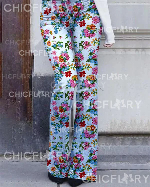 Floral Print Jeans