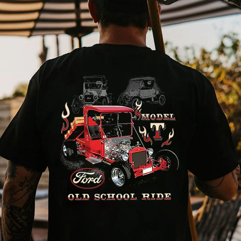 MODEL OLD SCHOOL RIDE Classic Car Print Men's T-shirt