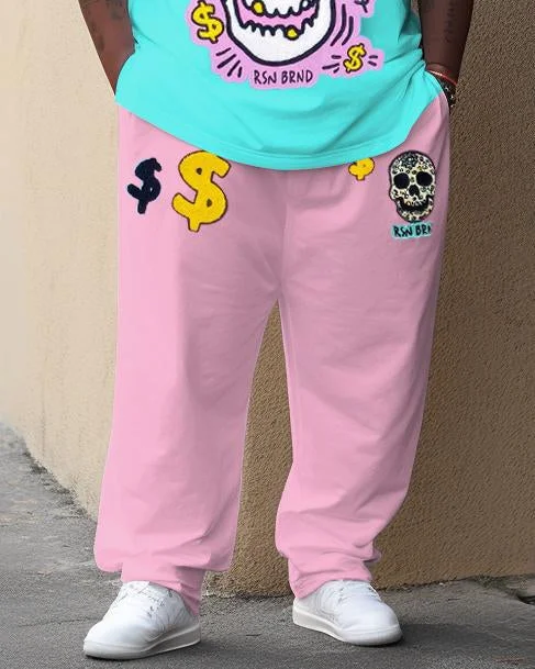 Men's Large SCasual Skull Graffiti T-shirt Pants Suit