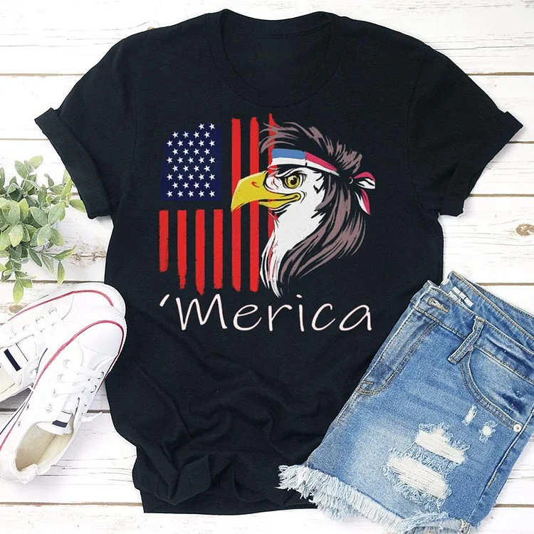 Independence Day Print Eagle T-shirt Tee-Annaletters