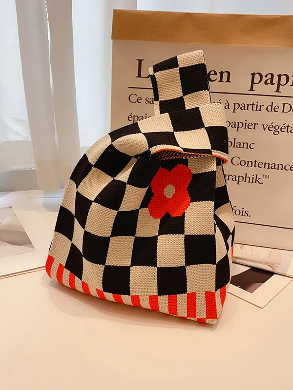 Casual Checkerboard Floral Bags Accessories Handbags