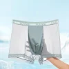 Men's high-end satin luxury lace mesh breathable quick-drying boxer briefs