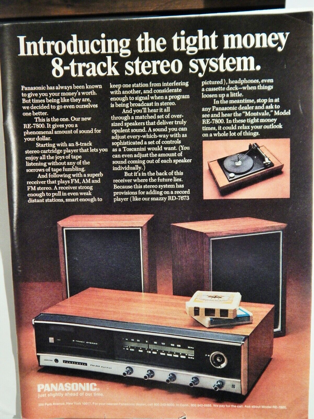 PANASONIC 8-TRACK STEREO SYSTEM / DEP MENS GEL 1971 VTG Photo Poster painting AD, RARE EPHEMERA