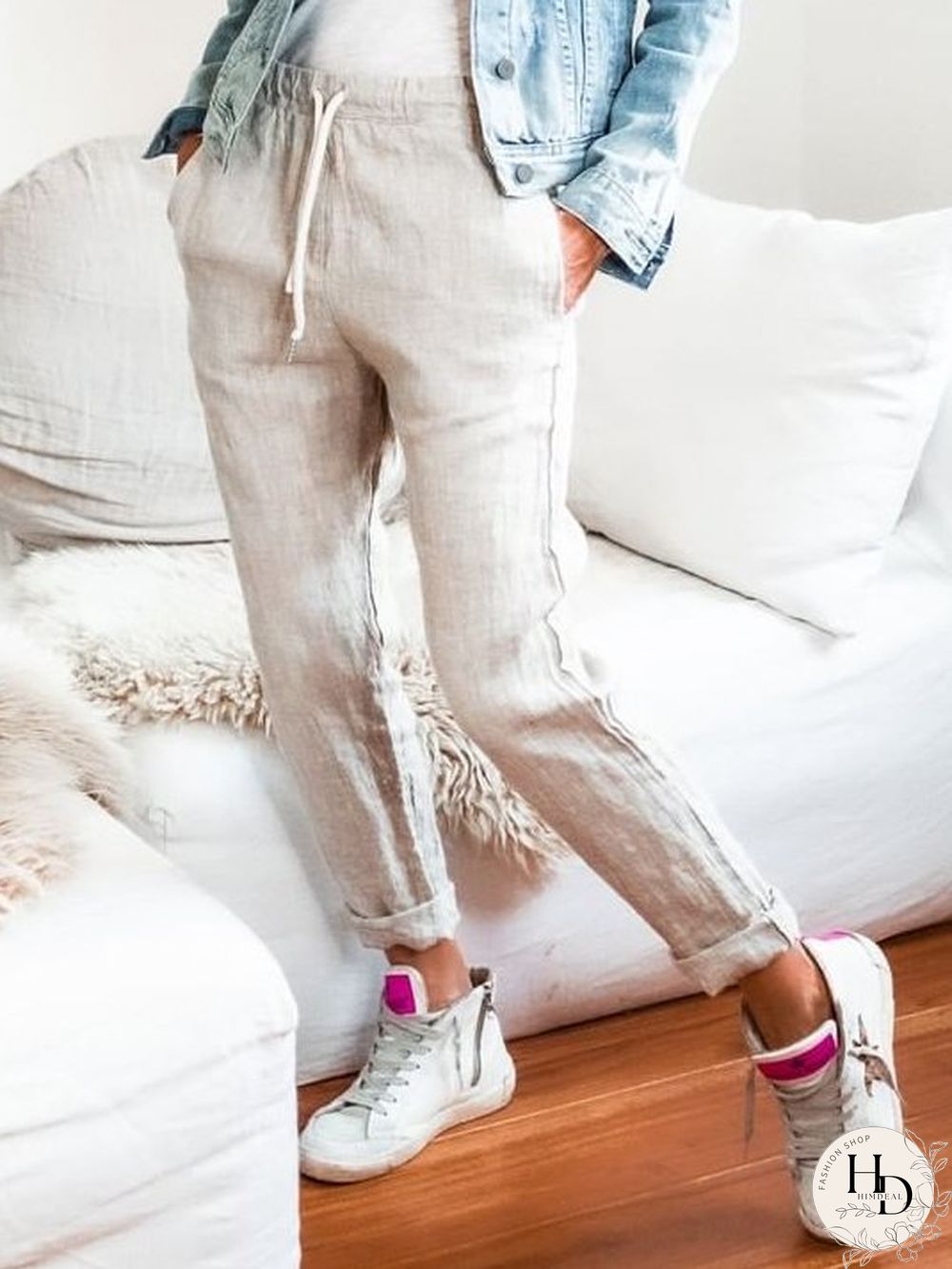 Plain Shift Cotton Pants
