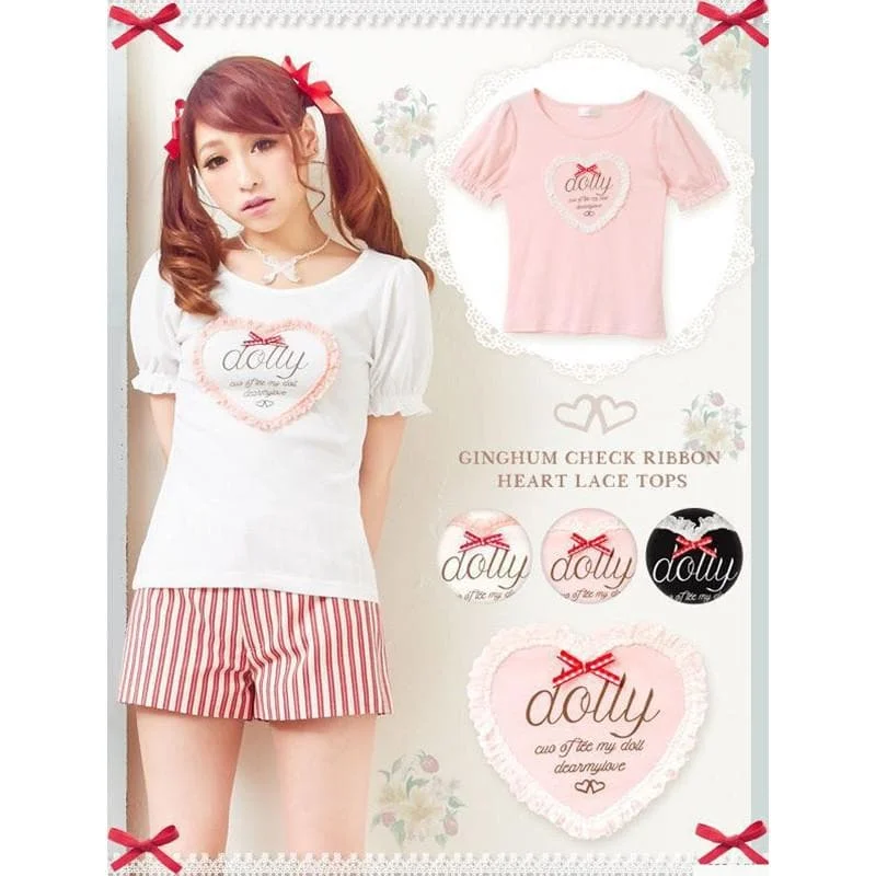Japanese Cute Round Neck Dolly Tee Shirt SP153042