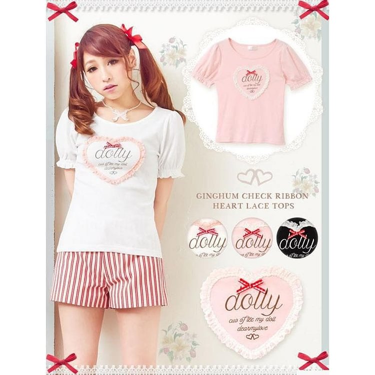 Japanese Cute Round Neck Dolly Tee Shirt SP153042