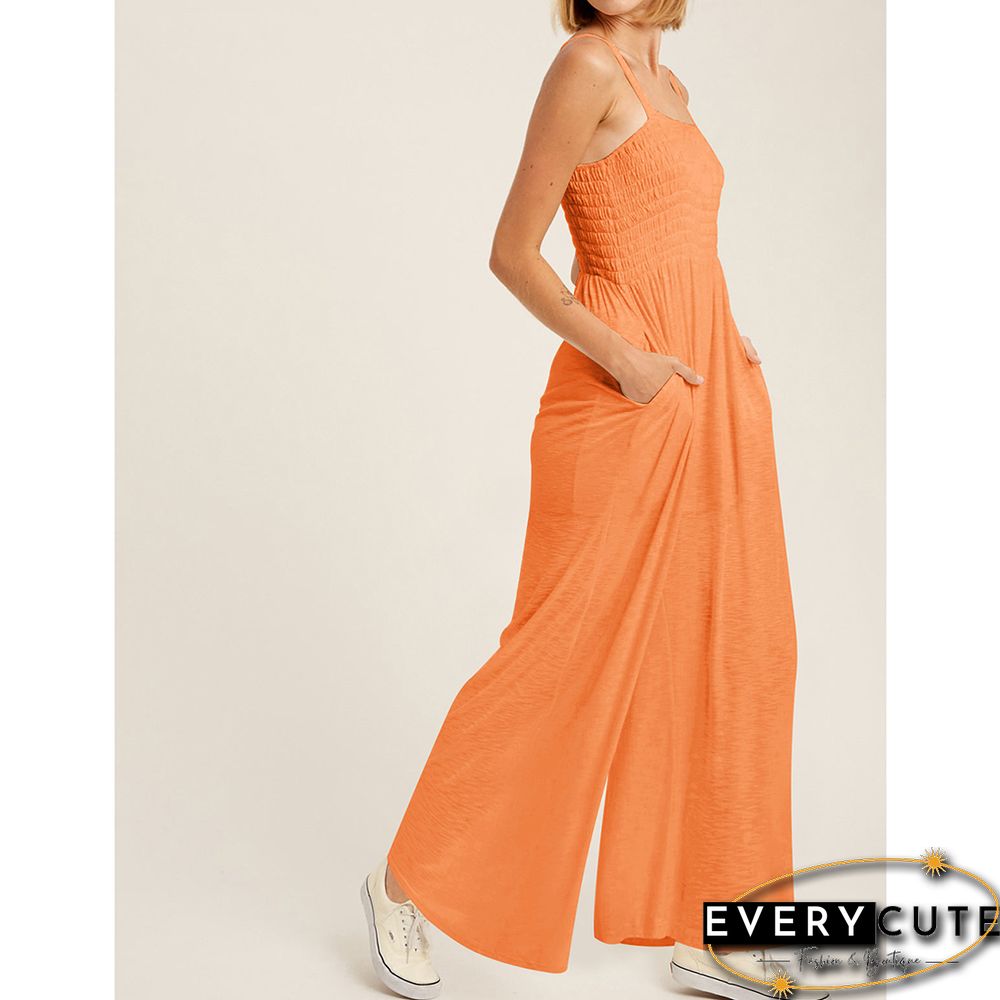 Orange Sleeveless Oversized Wide Leg Jumpsuit