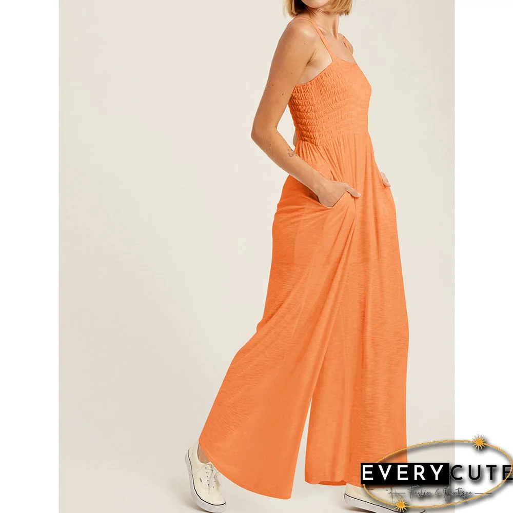 Orange Sleeveless Oversized Wide Leg Jumpsuit