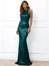 Evening Sleeveless Wrap Sequined Dress