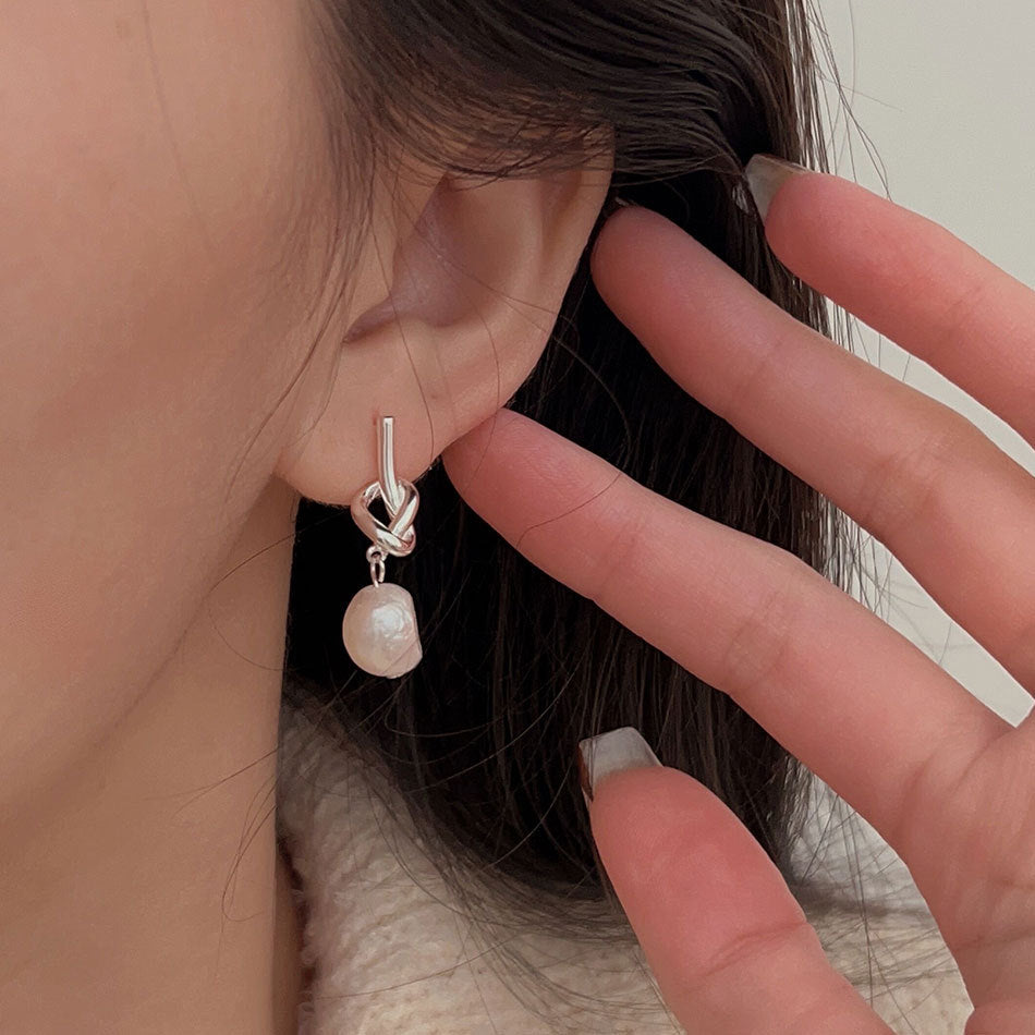 925 Sterling Silver Korean Chamfered Cube Text Letter Number Silver Electroplating Stud Earrings