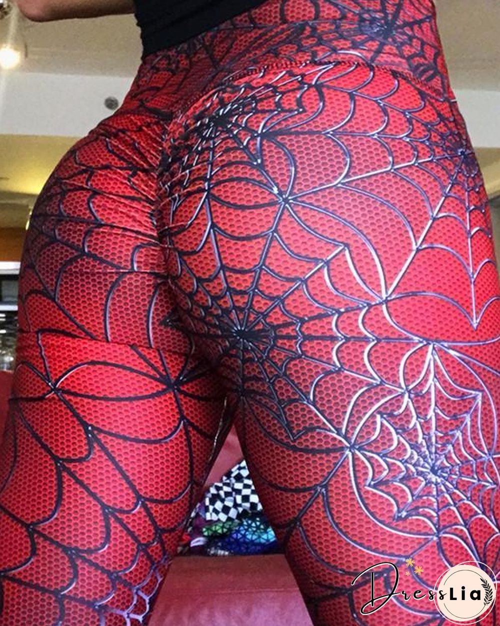 Mid-Waist Spiderweb Fitness Legging Yoga Pants