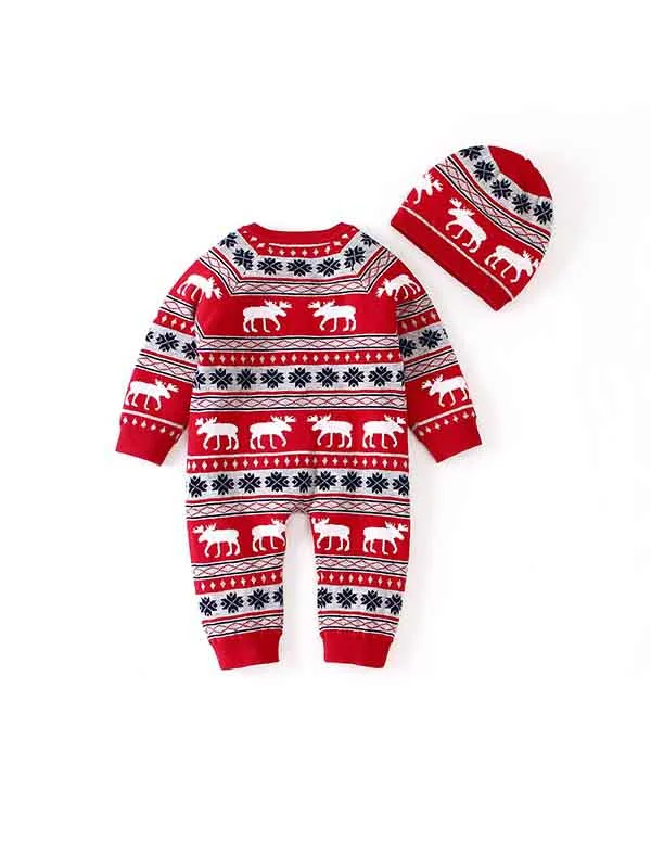 Ugly Christmas Romper Long Sleeve Knitted Baby Romper-elleschic