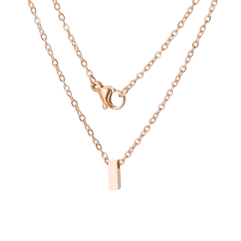 Stainless Steel Rose Gold Plated Minimalist Letter None Pendant Necklace
