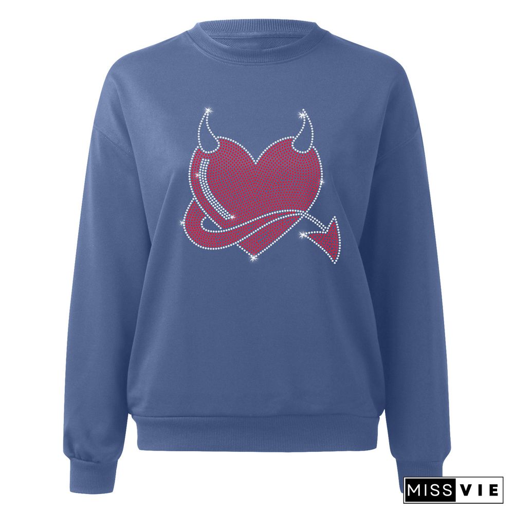 Warm Sweatshirts Hot Drilling Long Sleeve Tops