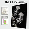 (30x40cm)Two Jellyfish DIY Pearl Painting Framed Grape Handmade Pearl Material Art Kit Living Room Decor