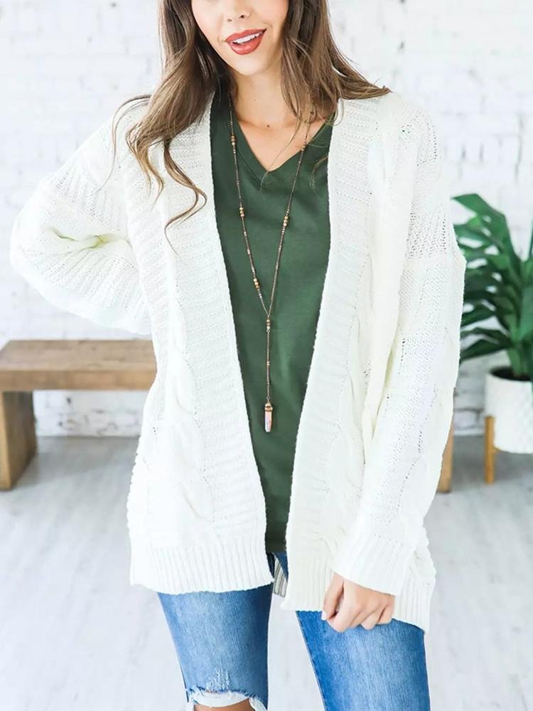 Solid Color Thick Knitting Long Cardigan - Shop Trendy Women's Clothing | LoverChic