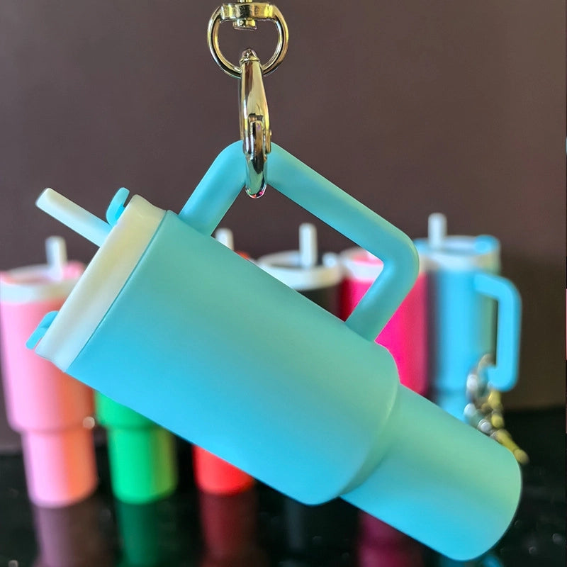 Minimalist Cup Solid Color Plastic Unisex Keychain4