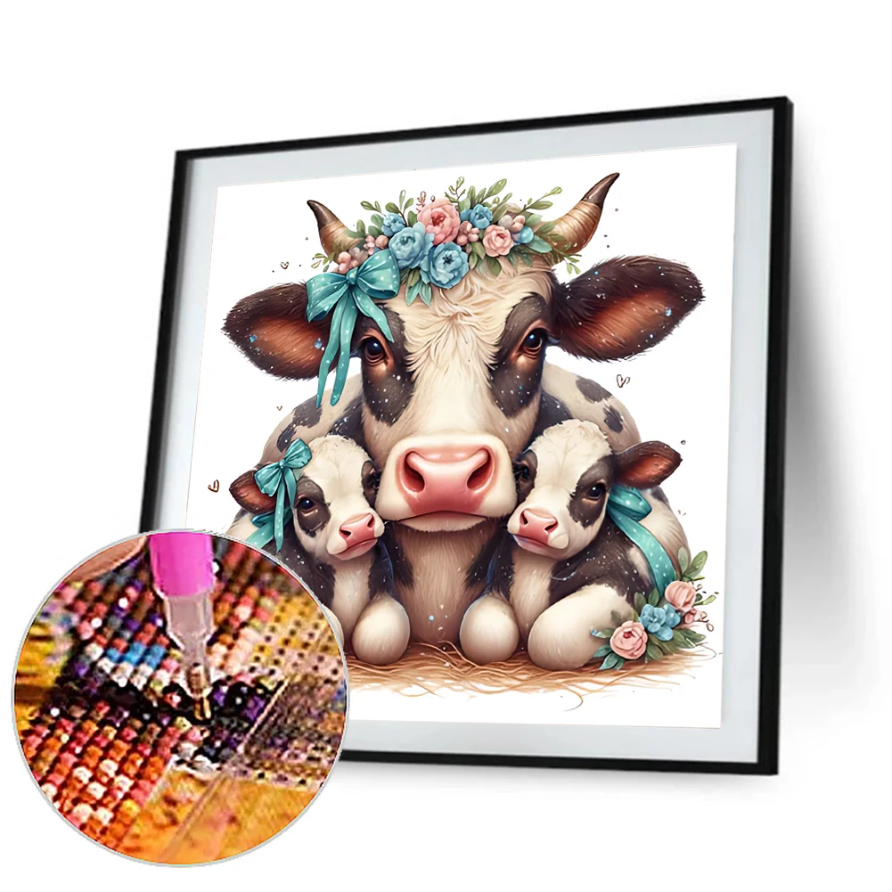 Diamond Painting - Full Round Drill - Cow Family(Canvas|30*30cm)