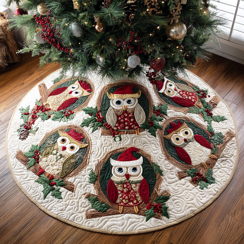 Christmas Owl Magic Christmas Quilted Tree Skirt NCU0TD1772
