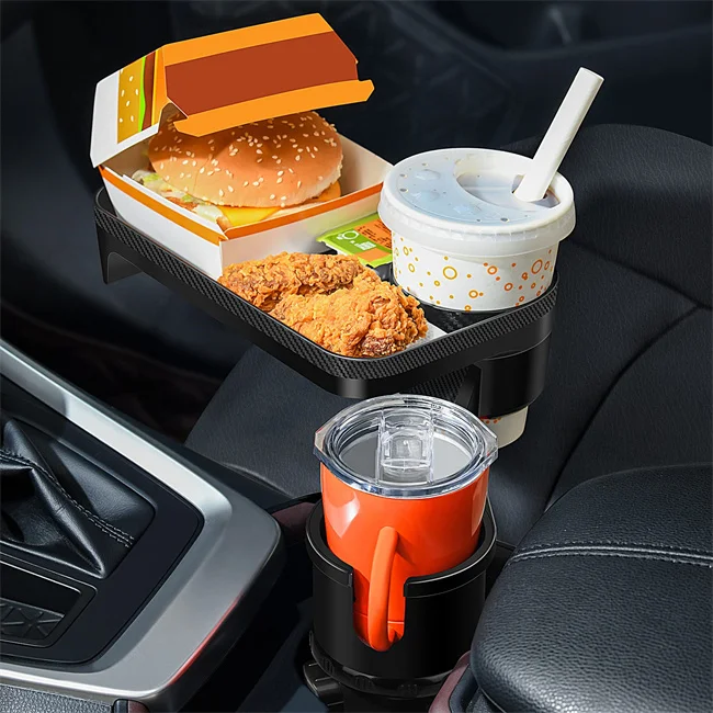 Car Cup Holder Expander Tray, 360° Rotation Detachable Table Car Cup Holder Adapter 