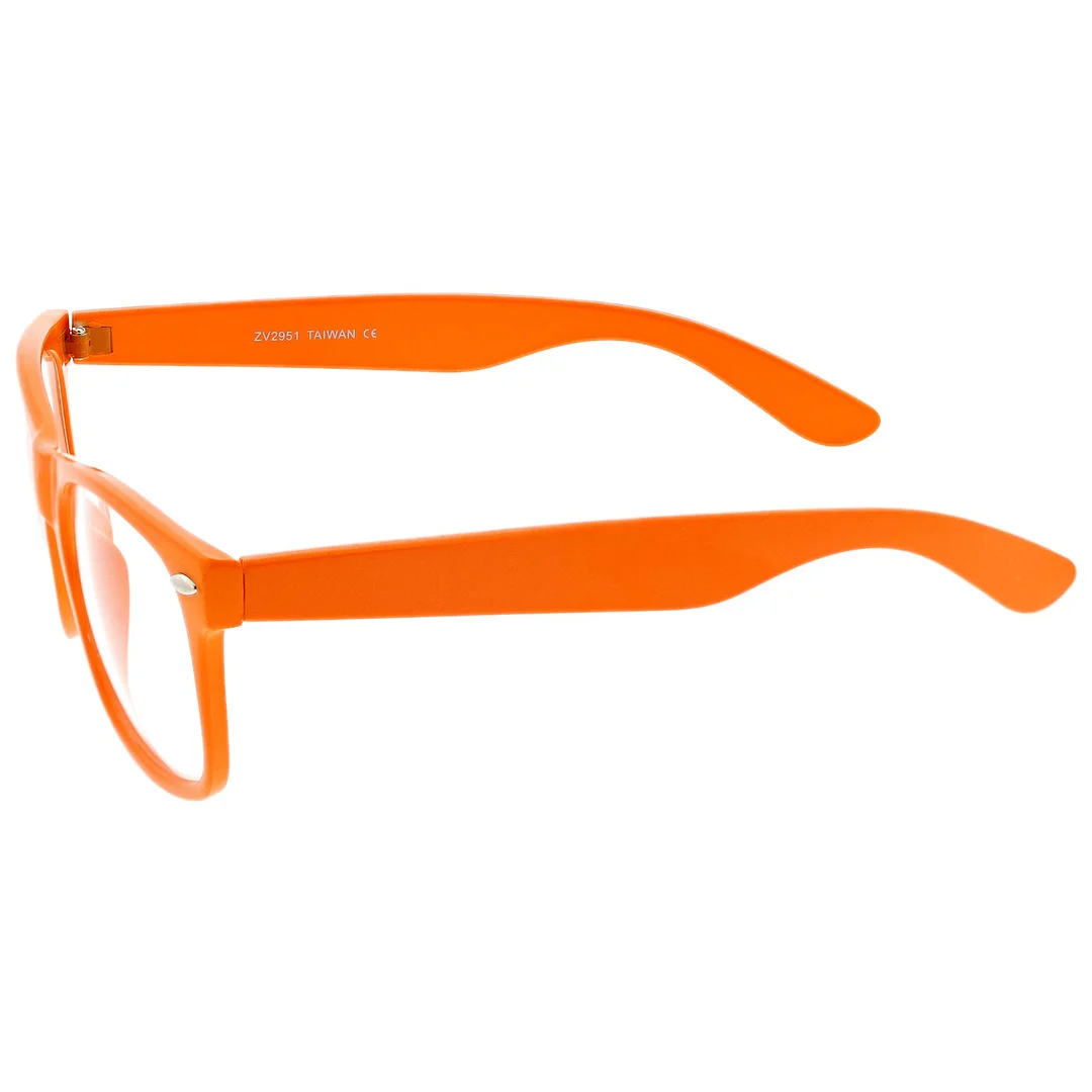 Retro Wide Temple Clear Lens Horn Rimmed Eyeglasses 54mm