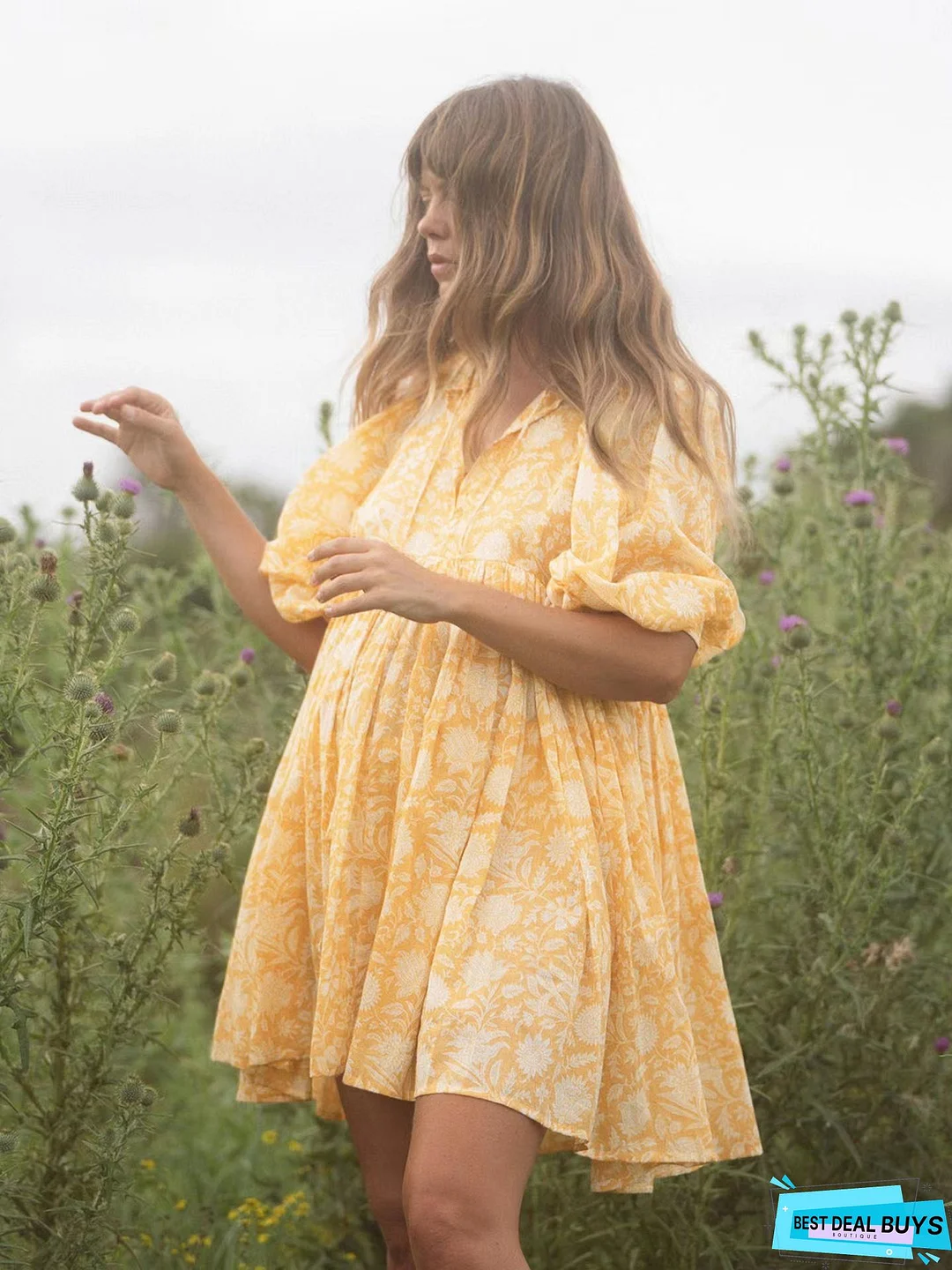 Chiffon Printed Loose Large Black Dresses