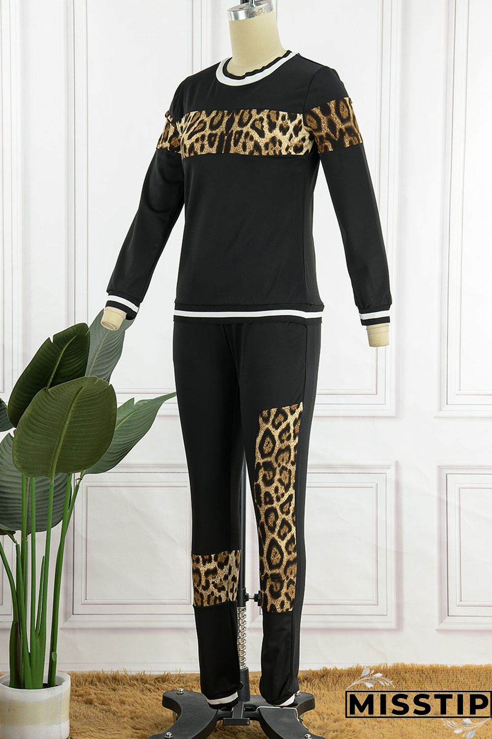 Blue Casual Print Patchwork O Neck Long Sleeve Two Pieces