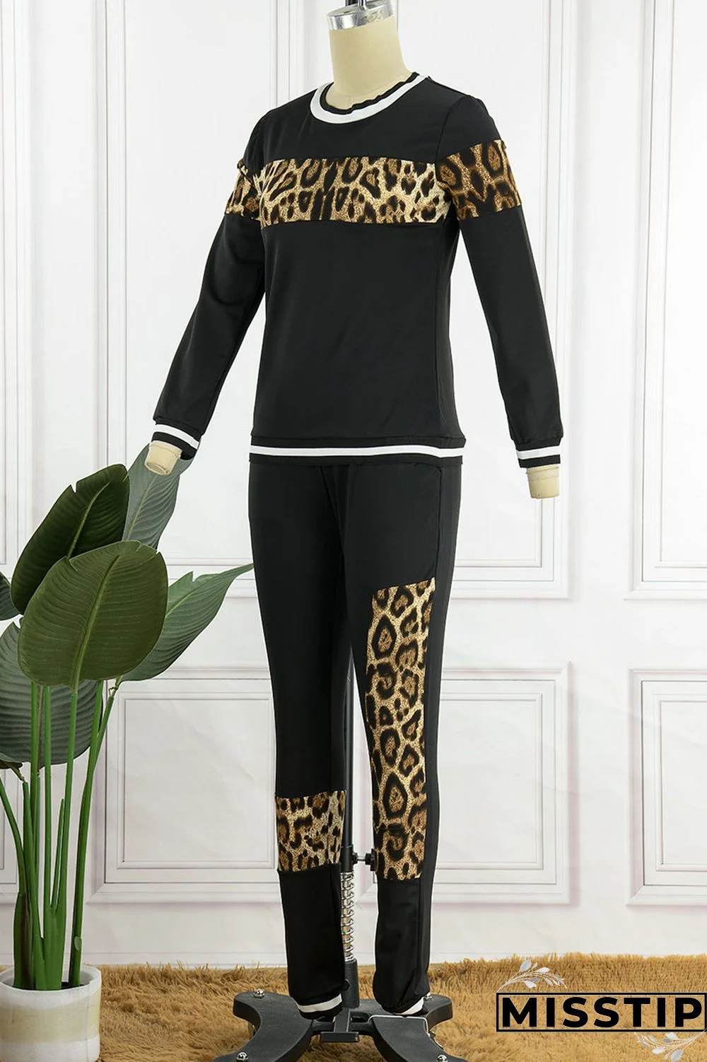 Blue Casual Print Patchwork O Neck Long Sleeve Two Pieces