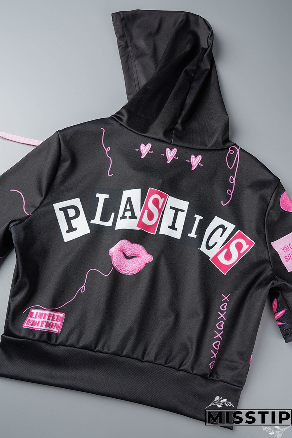 Green Casual Street Print Patchwork Zipper Hooded Collar Short Sleeve Two Pieces